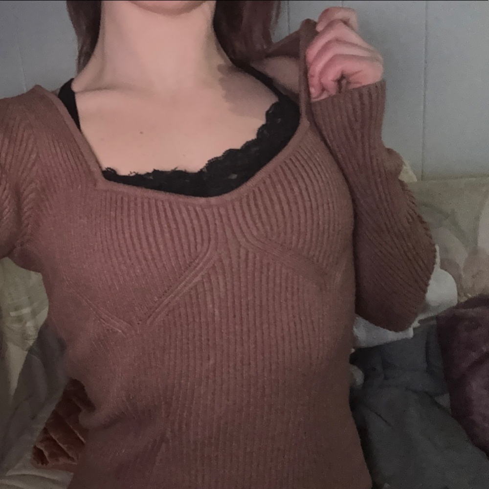 Dynamite Women's V-Neck Sweater in Brown